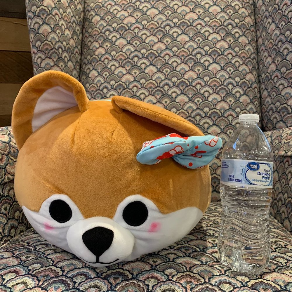 Jumbo Plush Corgi with Blue floral Bow